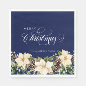 Serviette En Papier Personalized Christmas Poinsettia blue (Devant)