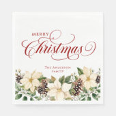 Serviette En Papier Personalized Christmas White Poinsettia (Devant)