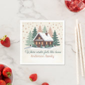 Serviette En Papier Personalized Christmas Winter Cabin (En situation)