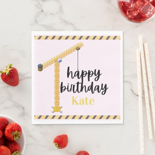 Serviette En Papier Personalized Construction Birthday Napkins (En situation)
