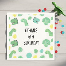 Personalized Dinosaur Birthday Napkins | Trendy
