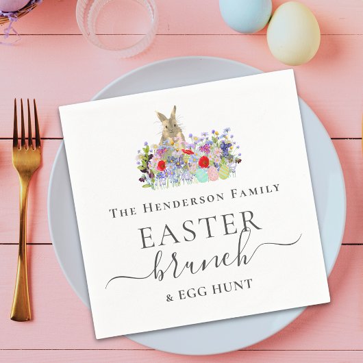 Serviette En Papier Personalized Easter Brunch and Egg Hunt Bunny