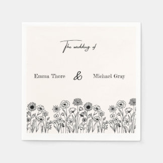 Serviette En Papier Personalized Elegant Minimalistic Wedding Napkins
