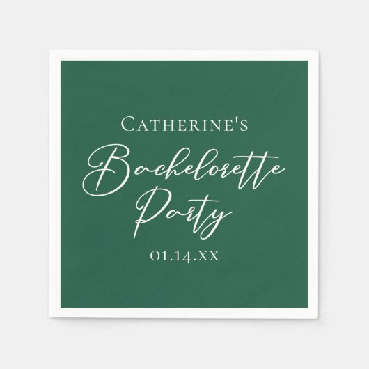 Serviette En Papier Personalized Emerald Green Bachelorette Party (Devant)