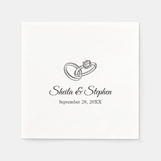 Serviette En Papier Personalized Engaged Engagement Ring Wedding Party (Devant)