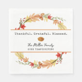 Serviette En Papier Personalized Family Name Custom Fall Thanksgiving (Devant)