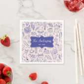 Serviette En Papier Personalized Family Name Cute Hand Drawn Food (En situation)