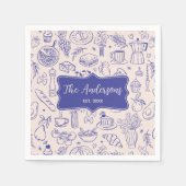 Serviette En Papier Personalized Family Name Cute Hand Drawn Food (Devant)