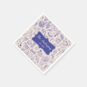 Serviette En Papier Personalized Family Name Cute Hand Drawn Food (Coin)