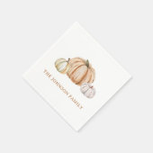 Serviette En Papier Personalized Family Name Thankful Neutral Pumpkin (Coin)