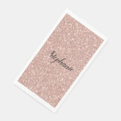 Serviette En Papier Personalized Faux Rose Gold Glitter (Coin)