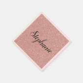 Serviette En Papier Personalized Faux Rose Gold Glitter (Coin)