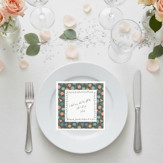 Serviette En Papier Personalized Floral Border Love Note Napkin