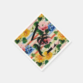 Serviette En Papier Personalized Floral Stripe Wedding Monogram (Coin)