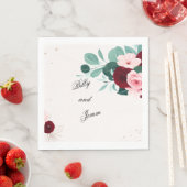 Serviette En Papier Personalized Floral Wedding Napkins (En situation)