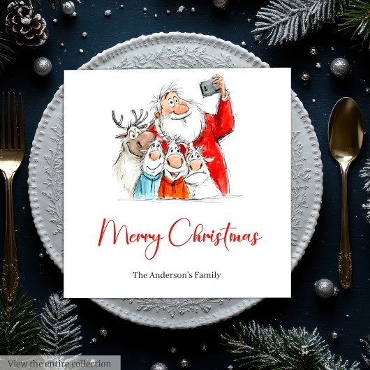 Serviette En Papier Personalized Funny Santa Christmas Dinner Napkins