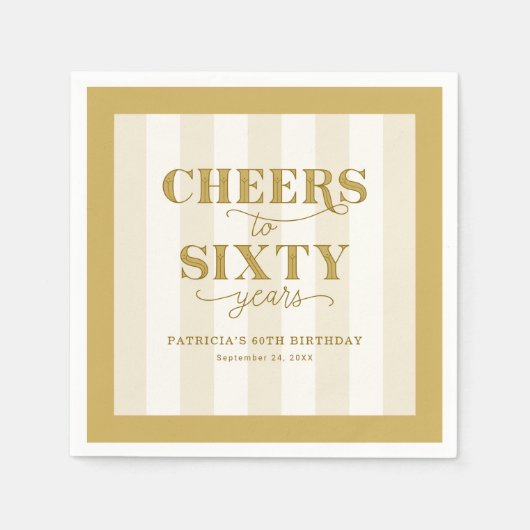 Serviette En Papier Personalized Gold 60th Birthday Party Paper Napkin (Devant)