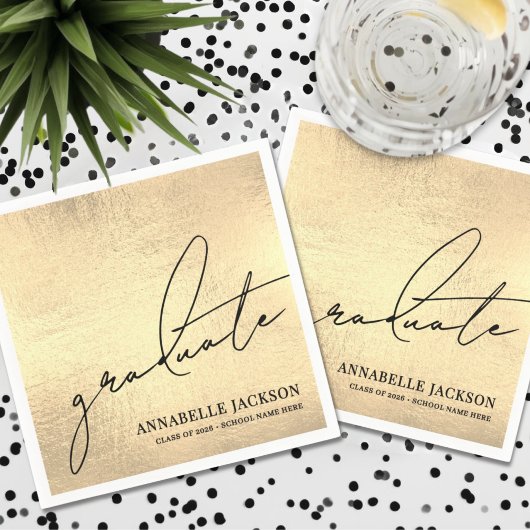 Serviette En Papier Personalized Gold Graduation