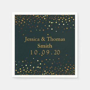 Serviette En Papier Personalized Green Gold Glitter Faux Foil