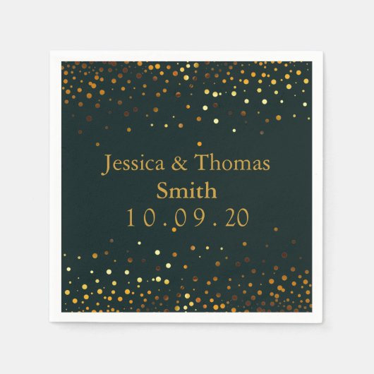 Serviette En Papier Personalized Green Gold Glitter Faux Foil (Devant)