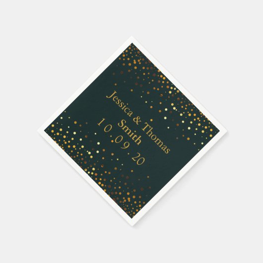 Serviette En Papier Personalized Green Gold Glitter Faux Foil (Coin)