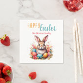 Serviette En Papier Personalized Happy Easter Bunny Eggs Family  (En situation)
