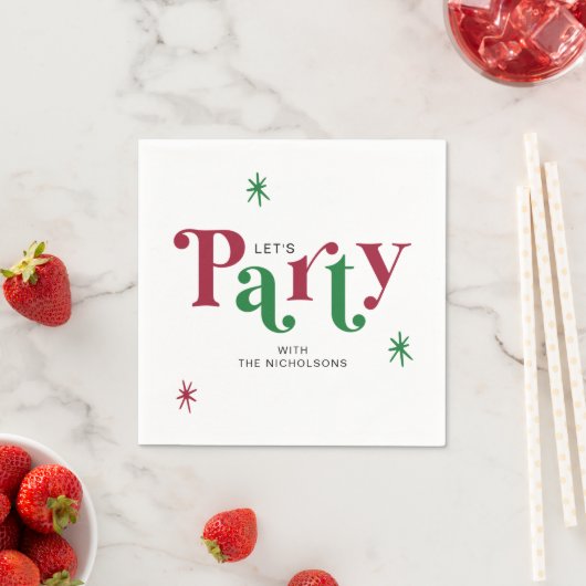 Serviette En Papier Personalized Holiday Let's Party Festive (En situation)