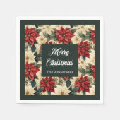 Serviette En Papier Personalized Holiday Napkins Red Poinsettia Print (Devant)