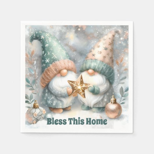Serviette En Papier Personalized Holiday Winter Gnome Bless This Home (Devant)