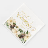 Serviette En Papier Personalized Joyful Christmas White Poinsettia (Coin)