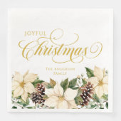 Serviette En Papier Personalized Joyful Christmas White Poinsettia (Devant)