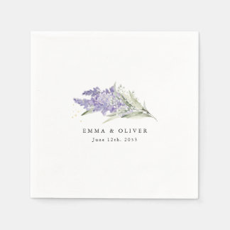Serviette En Papier Personalized Lavender & Sage Green Floral Wedding