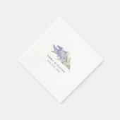 Serviette En Papier Personalized Lavender & Sage Green Floral Wedding (Coin)