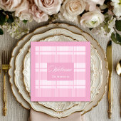 Serviette En Papier Personalized Light Pink Napkins Elegant Plaid
