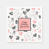 Serviette En Papier Personalized Love Text Pink Black Hearts Party  (Devant)