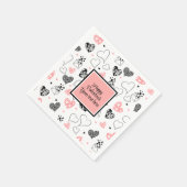 Serviette En Papier Personalized Love Text Pink Black Hearts Party  (Coin)