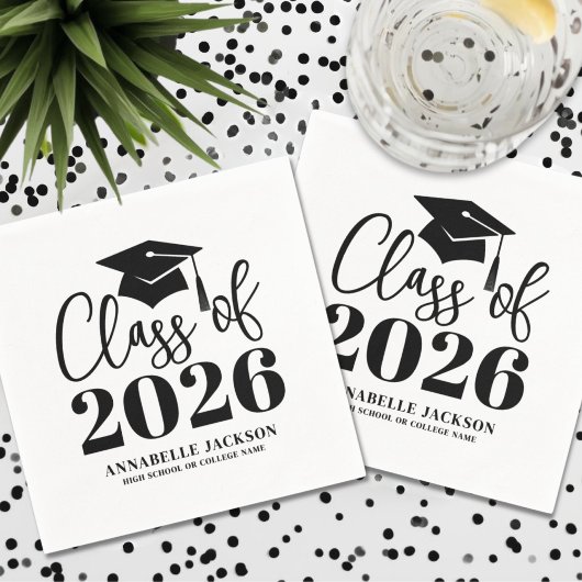 Serviette En Papier Personalized Minimalist Graduation