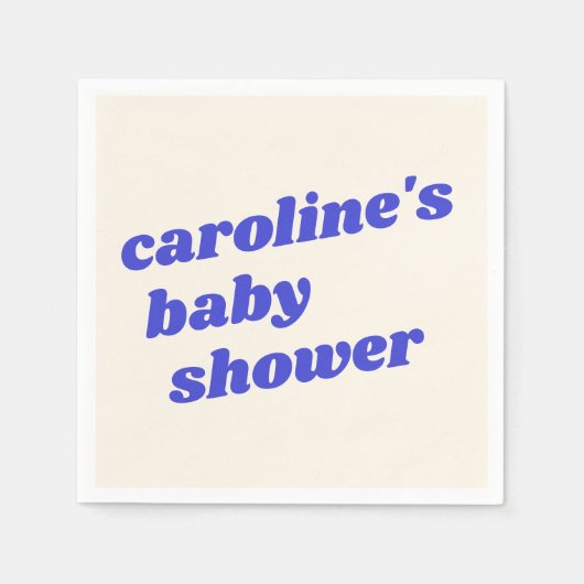 Serviette En Papier Personalized Modern Blue Retro Baby Boy Shower  (Devant)