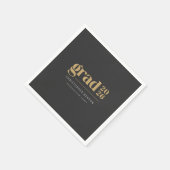 Serviette En Papier Personalized Modern Charcoal Gold 2026 Graduation (Coin)