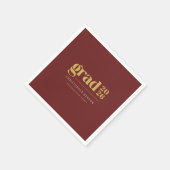 Serviette En Papier Personalized Modern Red Gold 2026 Graduation (Coin)