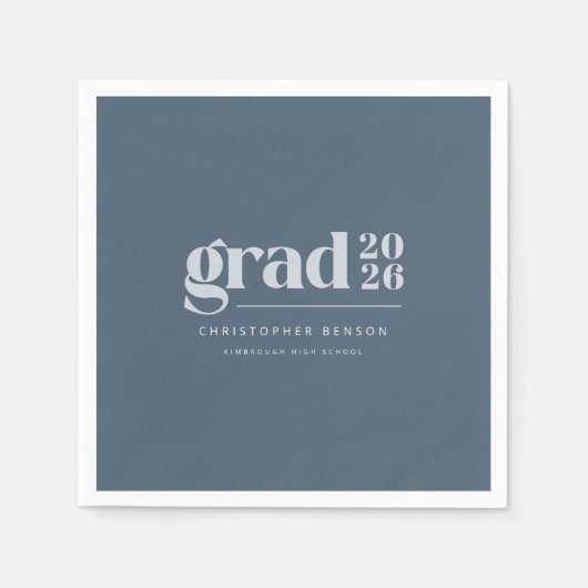 Serviette En Papier Personalized Modern Slate Blue 2026 Graduation (Devant)