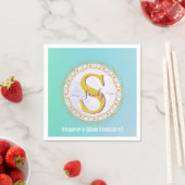 Serviette En Papier Personalized Monogram Mandala Gold and Blue (En situation)
