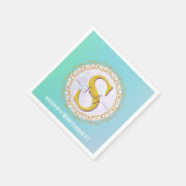 Serviette En Papier Personalized Monogram Mandala Gold and Blue (Coin)