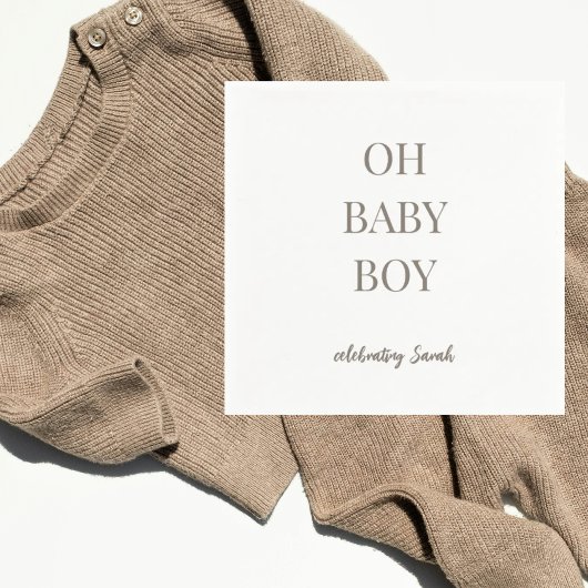Serviette En Papier Personalized Mushroom Taupe Baby Boy Shower