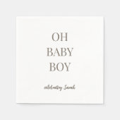 Serviette En Papier Personalized Mushroom Taupe Baby Boy Shower (Devant)