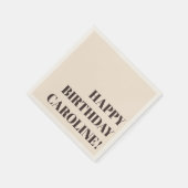 Serviette En Papier Personalized Name Bold Brown Cream Birthday Party (Coin)