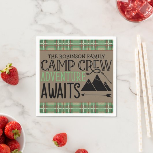 Serviette En Papier PERSONALIZED NAME Cabin Camping Adventure (En situation)