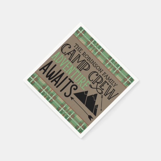 Serviette En Papier PERSONALIZED NAME Cabin Camping Adventure (Coin)