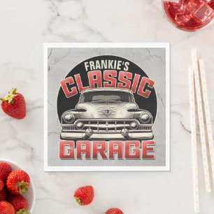 Serviette En Papier PERSONALIZED NAME Classic Car Garage Custom Shop
