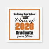 Serviette En Papier Personalized Orange Class of 2026 Graduation Party (Devant)